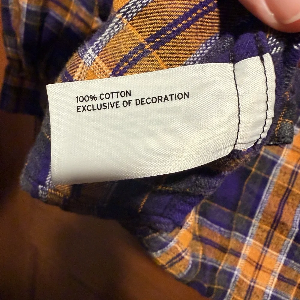 Duluth Trading Women's Free Swingin Flannel Shirt Purple Yellow M Vikings Core - Picture 5 of 7